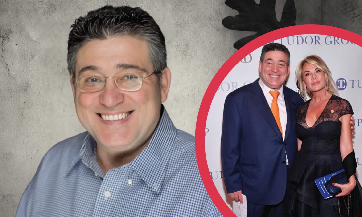 A composite image showing a portrait of Itchko Ezratti and a photo of him with his wife, representing the business and personal sides of his life.