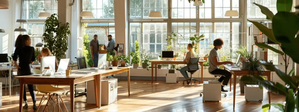 A modern office where everyone is oriented about what is an AI enablement platform